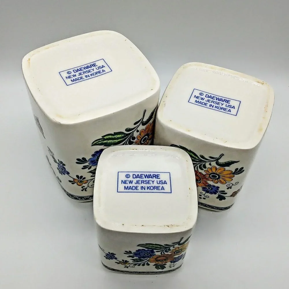 Vintage Daeware New Jersey Floral Ceramic Canister Set